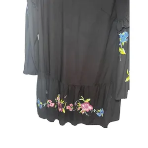 ASOS Black Embroidered Floral Ruffle Sleeve‎ Tiered Mini Dress UK 8 US 4 thumbnail 6