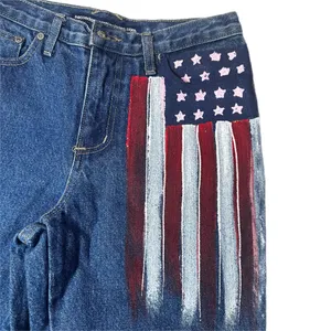 Second Generation Hand Painted American Flag Flare Jeans Size 16 thumbnail 5