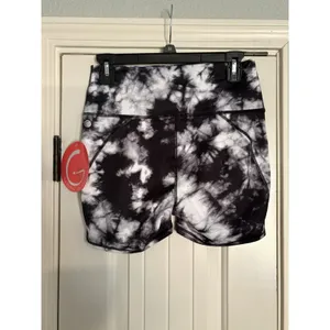 Guru Active Biker Shorts Womens Medium Black White Tie Dye High Waist Activewear thumbnail 2