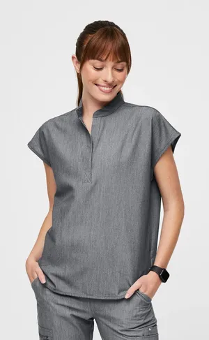 FIGS Rafaela Scrub Top Womens XXS Graphite Grey Mandarin Collar WXXSW1003 thumbnail 1