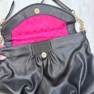 Juicy Couture Black Faux Leather Crossbody Bag Gold Hardware AJCH341020 thumbnail 4