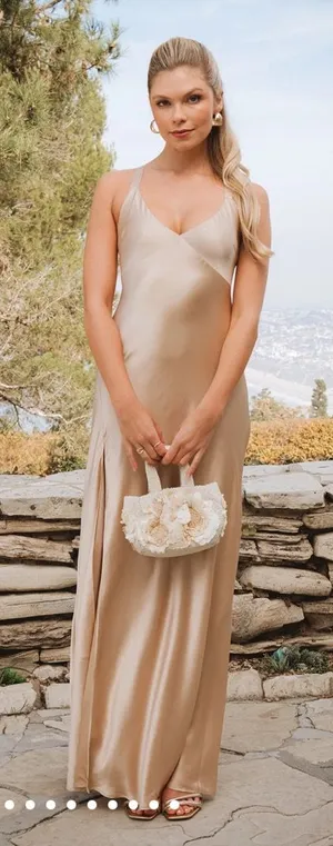 Show Me Your Mumu Anderson Maxi Dress Champagne Luxe Satin thumbnail 1