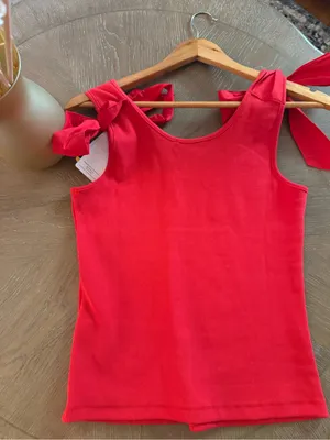 French Connection Red Tie-Shoulder Ribbed Tank Top thumbnail 7