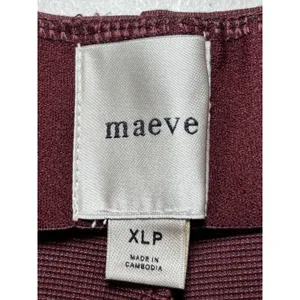 Maeve Anthropologie XLP Burgundy Pull-On Trouser Pants Petite Stretch thumbnail 3