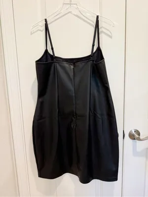 GOOD AMERICAN Faux Leather Cami Mini Dress in Black‎ size 2XL thumbnail 5
