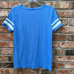 Pink Victorias Secret Sequin Logo Varsity Tee Size Medium Casual Retro Style thumbnail 5