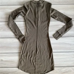 SKIMS Cotton Rib Long Sleeve Dress Olive Green XS NWT thumbnail 5