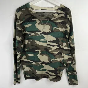 J.Crew S Sweater Merino Wool Camo Crewneck K1279 Green Brown Long Sleeve Raglan thumbnail 6