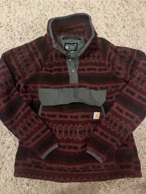 Carhartt Women’s Maroon Fleece Pullover Jacket thumbnail 1
