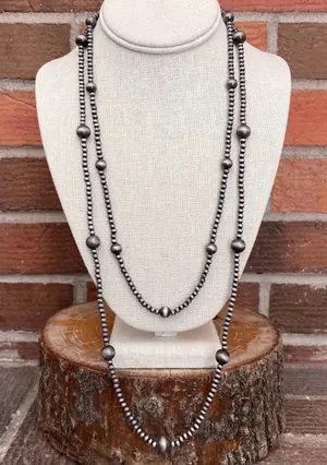 Navajo Style Pearl Beaded Double Layer Necklace thumbnail 1