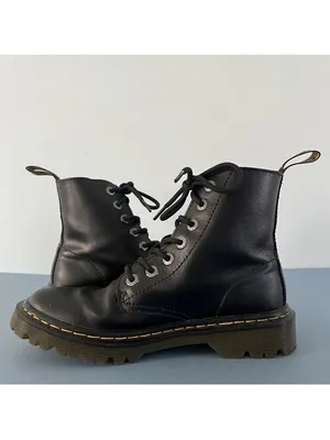 Dr. Martens‎ Luana Black Leather Air Wair Combat 7 Eyelet Lace Up Boots thumbnail 5