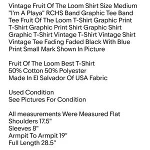 Vintage Fruit Of The Loom Shirt Size Medium "I'm A Playa" RCHS Band Graphic Tee Band Tee Unisex T-shirt thumbnail 2