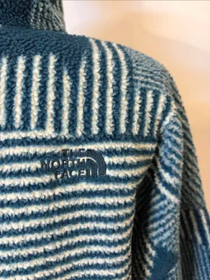 The North Face Riit cowl funnel neck fleece kangaroo pocket pullover teal blue L thumbnail 5