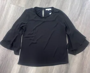 Loft Elegant Black Women's Top with Bell Sleeves Large New thumbnail 1