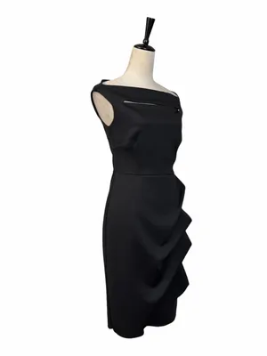 Xscape Cascade Ruffle Sheath Dress Women’s 8 Off Shoulder Cocktail Party Black thumbnail 7