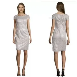 NWT Adrianna Papell feather sequin sheath cocktail dress size 14W thumbnail 2