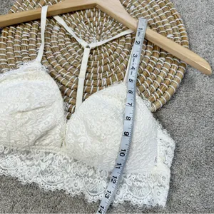aerie Women’s Lace Padded Triangle Bralette Romantic in Ivory Size L thumbnail 14