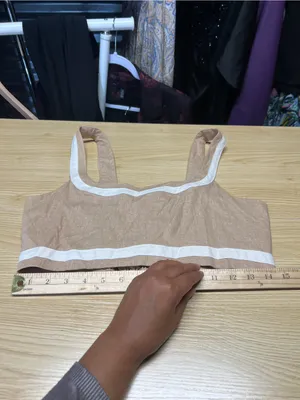 7 For All Mankind Contrast Trim Linen Blend Crop Top Tan Cream M thumbnail 9