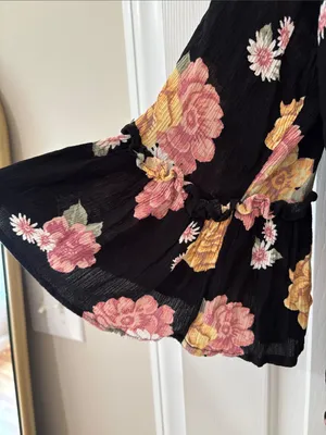 Maurices Black Button-Front Blouse with Pink & Yellow Floral Print thumbnail 4