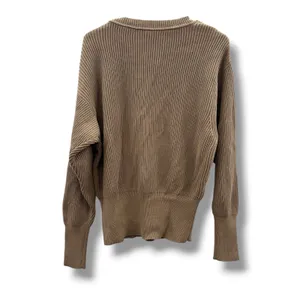 Free People Allure‎ Sweater Small Brown Oversized Deep V Neck Ribbed Knit Boho thumbnail 5