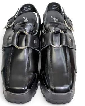 Free People Astoria Black Leather O Ring Harness Platform Clogs Sz 9.5 NWOB thumbnail 1