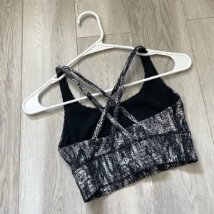Lululemon Sports Bra longline energy strappy womens Black size 4 printed workout thumbnail 2