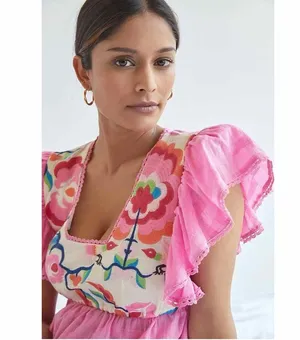 Anthropologie Plenty by Tracy Reese Embroidered Babydoll Blouse Large thumbnail 11