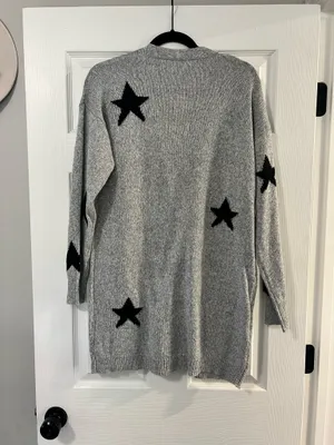 Grey Star Cardigan Gray Size M thumbnail 2