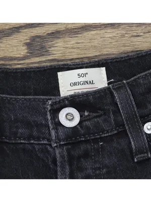 NEW Levi's Original 501 Straight Jeans Button Fly Studded Pocket Black 28x30 thumbnail 7