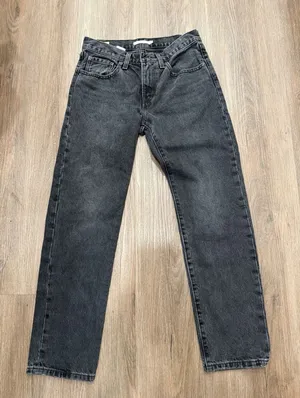 LEVIS BLACK JEANS WOMENS‎ 26 middy straight PREMIUM COTTON DENIM BUTTON thumbnail 1