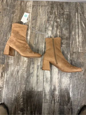 a new day Tan Block Heel Faux Suede Ankle Booties Size 9.5 thumbnail 14