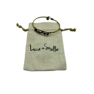 Luca +‎ Danni Bangle Bracelet Brass Green Faceted Glass Bead Stackable L+S USA thumbnail 5