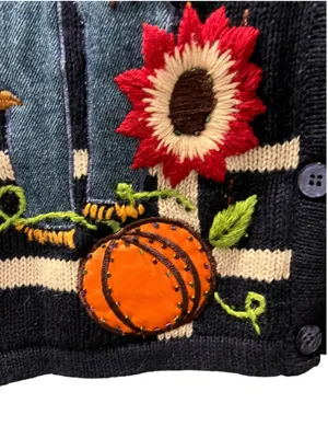 NWT Vtg Bobbie Brooks Fall Harvest Scarecrow Sweater Vest L Pumpkin Sunflower thumbnail 6