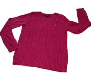 Ralph Lauren Sport Cable Knit Crew Neck Sweater Fuchsia - XL thumbnail 1