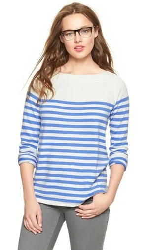 Gap Eversoft‎ Sweater Wool Blend Womens Size Small Preppy Nautical Striped Soft thumbnail 1