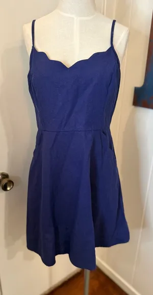 Navy Blue Sundress with Front Cutout and Button Detail Sz L thumbnail 1