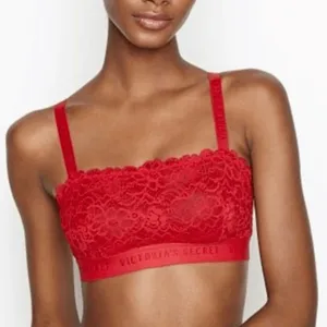 Victoria's Secret‎ Bralette Women Medium Red Lace Logo Band Unlined Wireless NEW thumbnail 1
