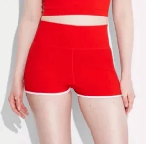NWT Wild Fable High Rise Seamless Slim Biker Running Red Hot Shorts Size M thumbnail 1