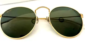 VTG 90s Ray-Ban B&L Gold Round Metal Preppy Sunglasses Fall Unisex 50mm thumbnail 1