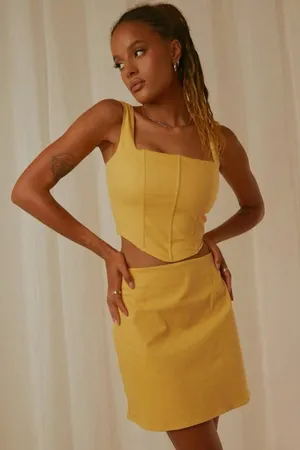 Peppermayo Exclusive‎ Rooftop Drinks Stretch Lined Mini Skirt in Mango Size 12 thumbnail 1