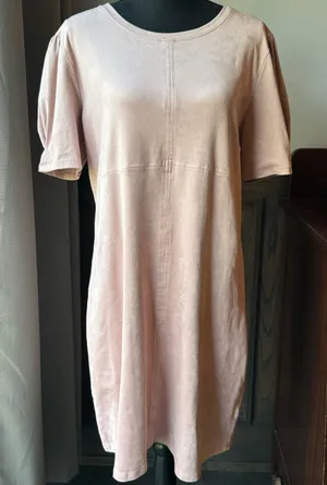 Another Love Soft Blush Pink Short Sleeve Casual Dress large Euc thumbnail 1