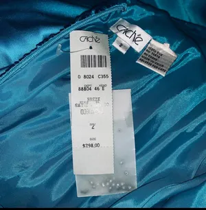 Cache Teal Beaded Halter High-Low Satin Dress thumbnail 7