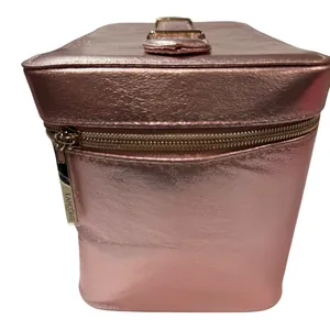 Lancôme Metallic Rose Gold Cosmetic Train Case | NWOT | Large Vanity Organizer thumbnail 5