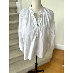 Free People Oversize White Peasant Blouse Long Blouson Sleeves thumbnail 2
