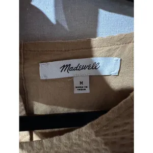 Madewell Dress Women's Size M Tan Brown Short Sleeve Tiered Mini Button‎ Back thumbnail 8