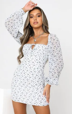 White Fox Boutique White Floral Dress thumbnail 1