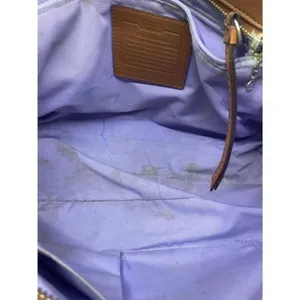 COACH Large White Brown Leather Shoulder Bag thumbnail 9