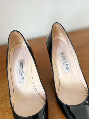 Jimmy Choo • Abel black patent leather pump stiletto heel 100mm point toe thumbnail 4
