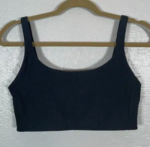 Outdoor Voices Women M Black Micro Stripe Double Time Sports Bra Athleisure thumbnail 1