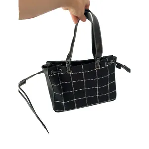 Guerlain Paris black and white block tote handbag 10x13 thumbnail 1